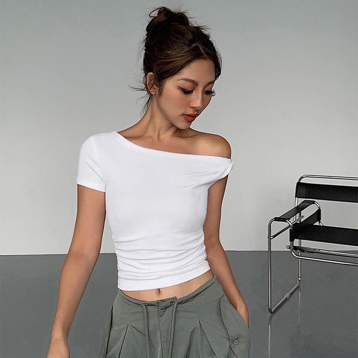 Dame Off-Shoulder Crop-Top med sidoknut Mirla-Eva Jonsson