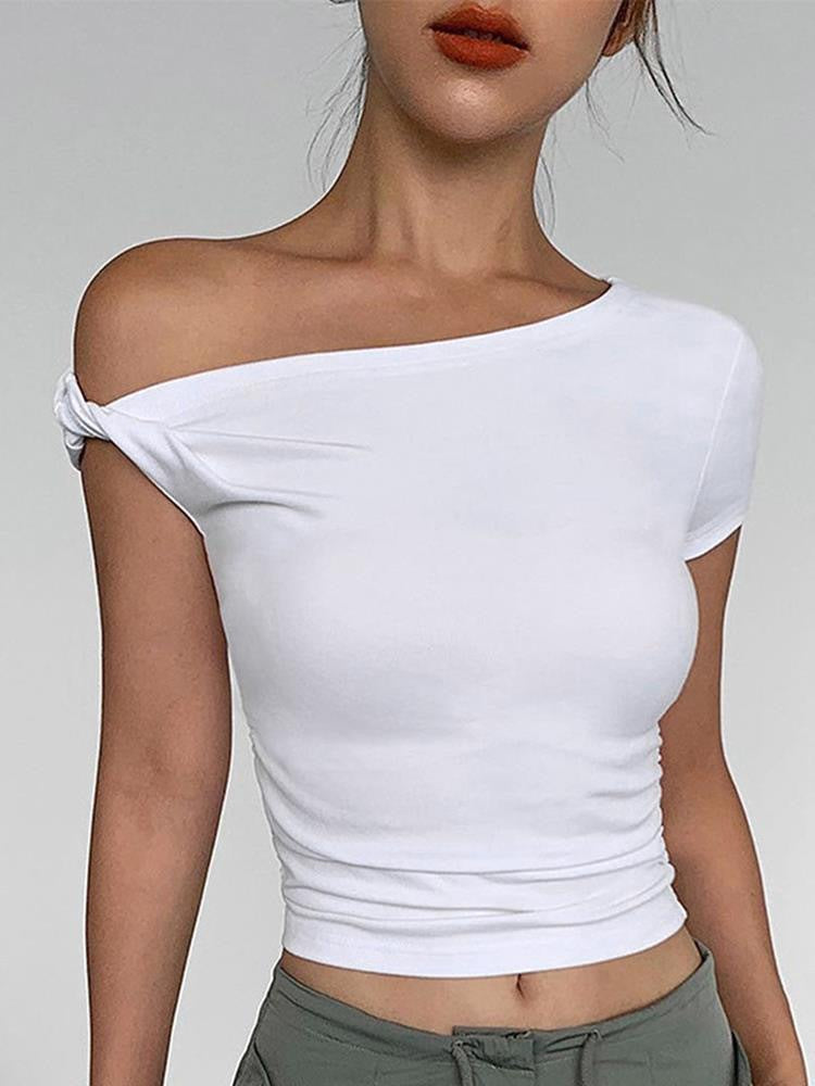 Dame Off-Shoulder Crop-Top med sidoknut Mirla-Eva Jonsson
