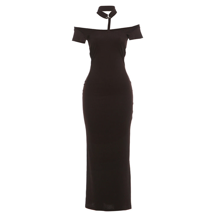 Dame Off-Shoulder Maxiklänning med elegant Choker Mirla-Eva Jonsson