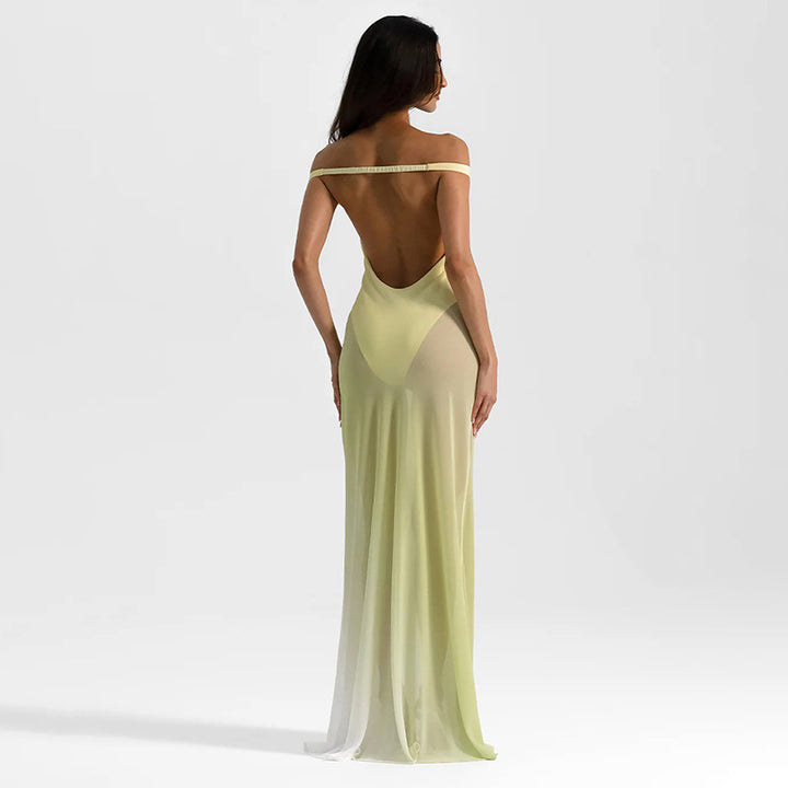 Dame Off-Shoulder Maxiklänning med figurnära passform och högkvalitativt tyg Mirla-Eva Jonsson