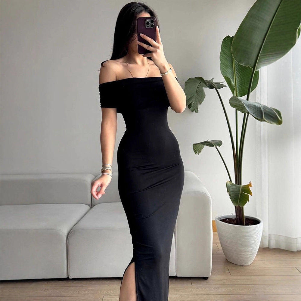 Dame Off-Shoulder Maxiklänning med raffinerade volangdetaljer Mirla-Eva Jonsson