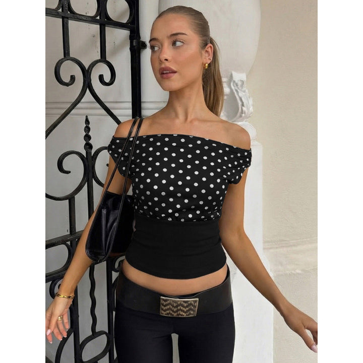 Dame Off-Shoulder Polka-Dots Topp med elastisk midja Mirla-Eva Jonsson