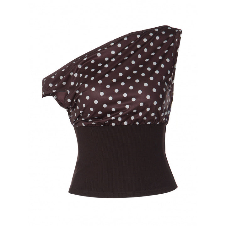 Dame Off-Shoulder Polka-Dots Topp med elastisk midja Mirla-Eva Jonsson
