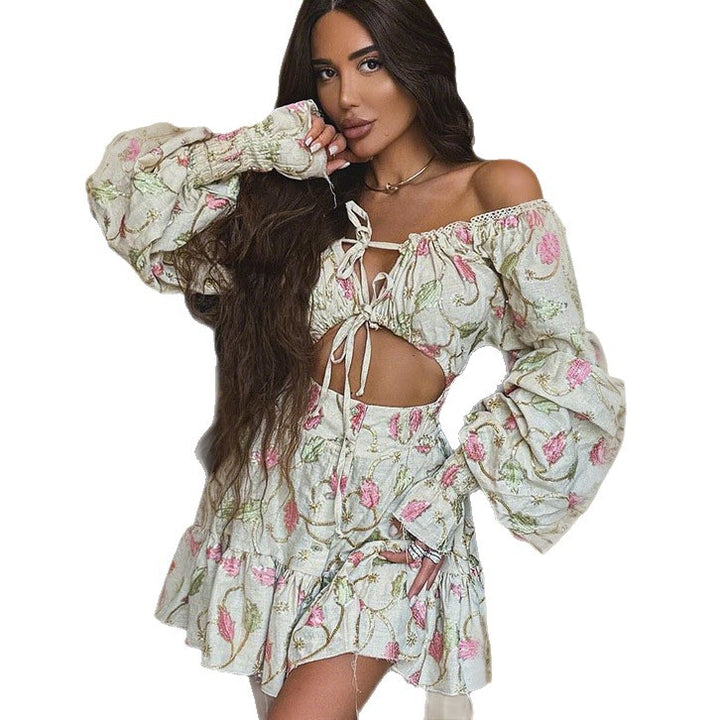 Dame Off-Shoulder Set med volangdetaljer och ballongsärmar Mirla-Eva Jonsson