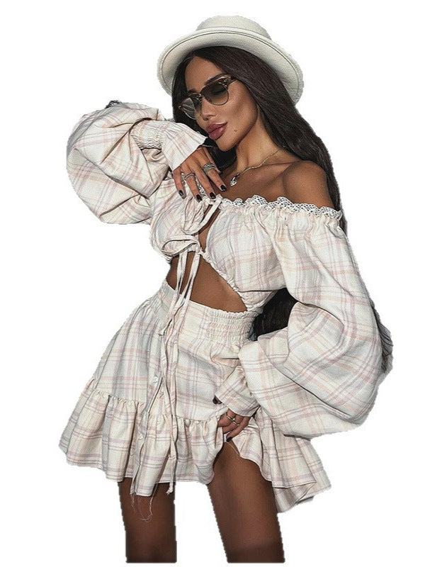 Dame Off-Shoulder Set med volangdetaljer och ballongsärmar Mirla-Eva Jonsson