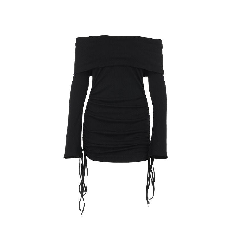 Dame Off-Shoulder Topp med rynker og snordetaljer Mirla-Eva Jonsson