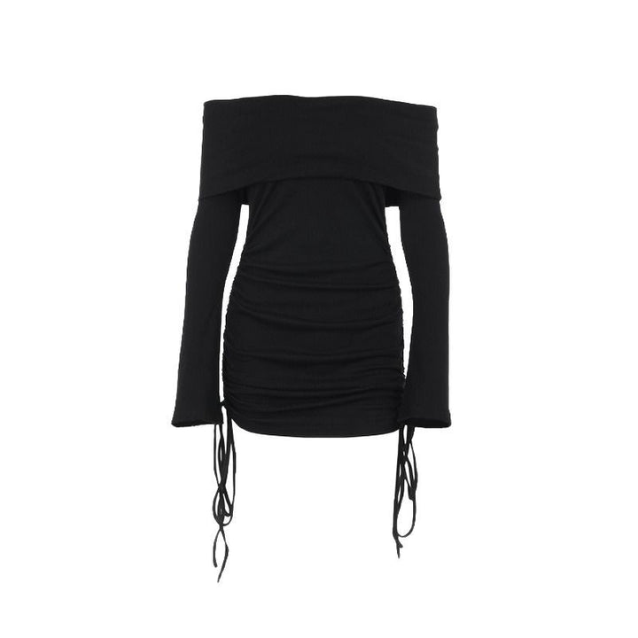 Dame Off-Shoulder Topp med rynker og snordetaljer Mirla-Eva Jonsson