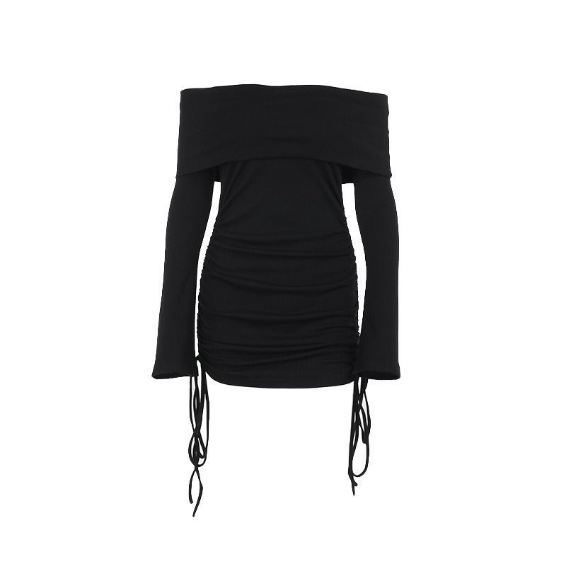 Dame Off-Shoulder Topp med rynker og snordetaljer Mirla-Eva Jonsson