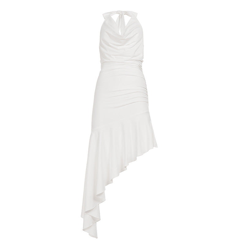 Dame One-Shoulder-Maxikleid mit Rüschendetails und elegantem Halterneck Mirla-Eva Jonsson
