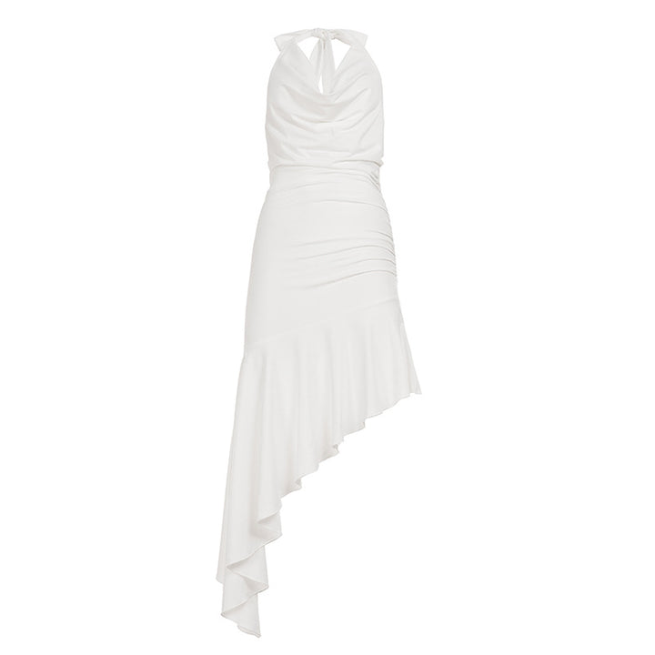Dame One-Shoulder-Maxikleid mit Rüschendetails und elegantem Halterneck Mirla-Eva Jonsson