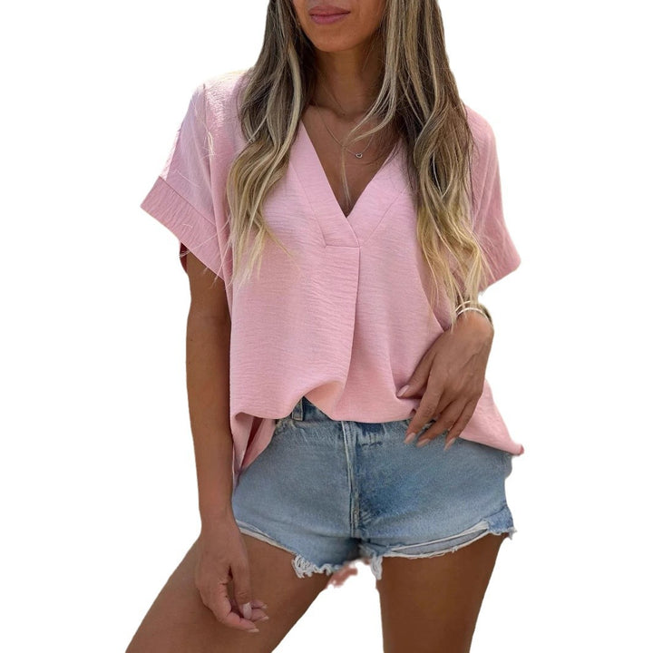 Dame Oversize Linneblus med V-hals och avslappnad passform Mirla-Eva Jonsson