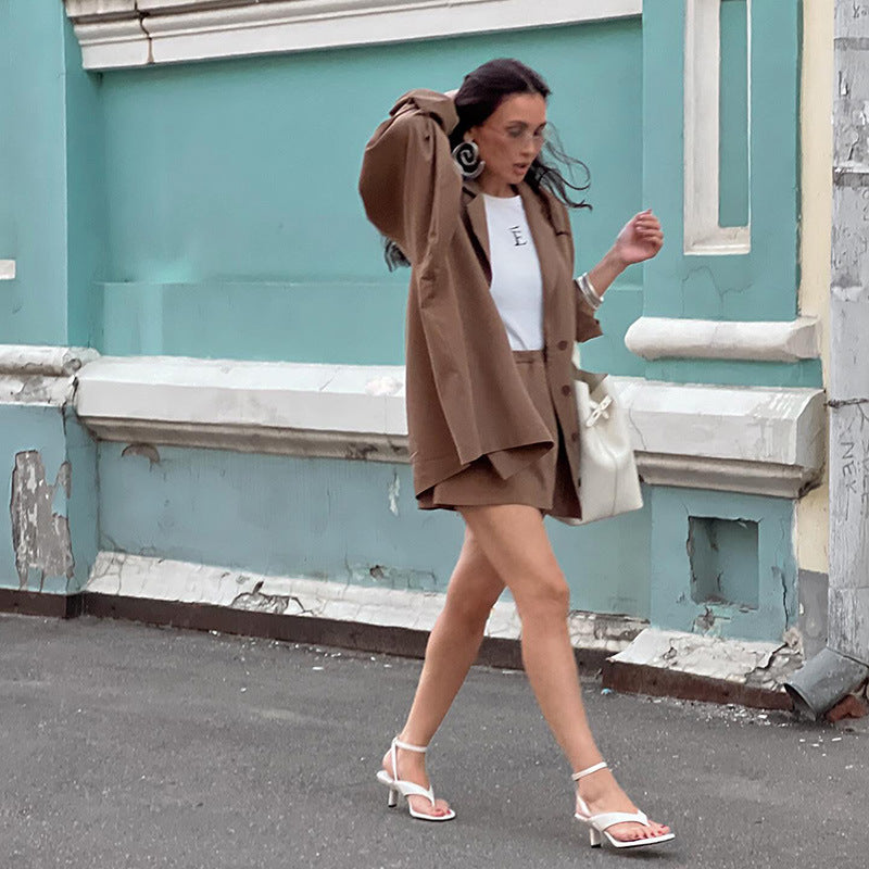 Dame Oversized Blazer-klänning med sidofickor och bälte Mirla-Eva Jonsson