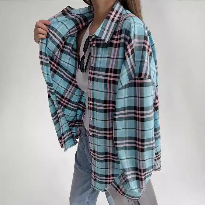 Dame Oversized Rutig Skjortblus Mirla-Eva Jonsson