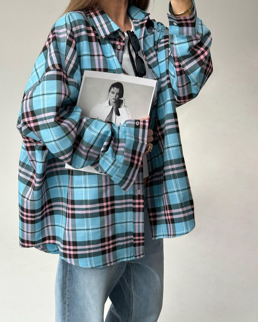 Dame Oversized Rutig Skjortblus Mirla-Eva Jonsson
