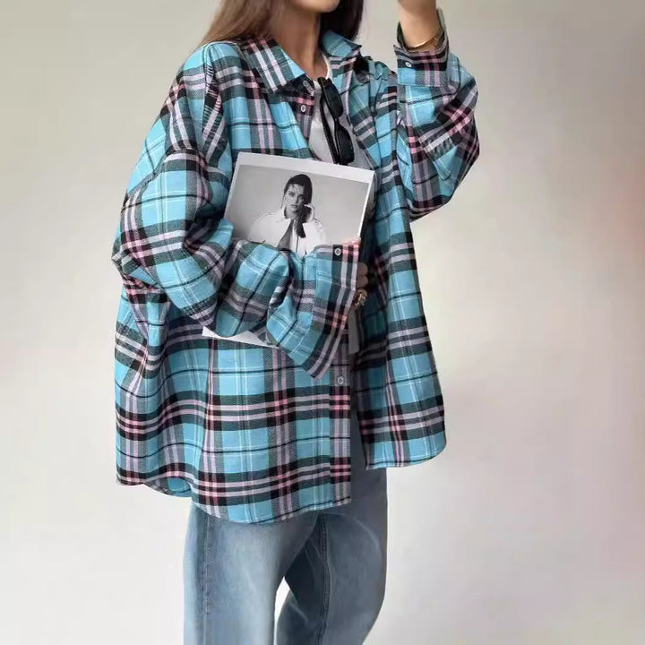 Dame Oversized Rutig Skjortblus Mirla-Eva Jonsson