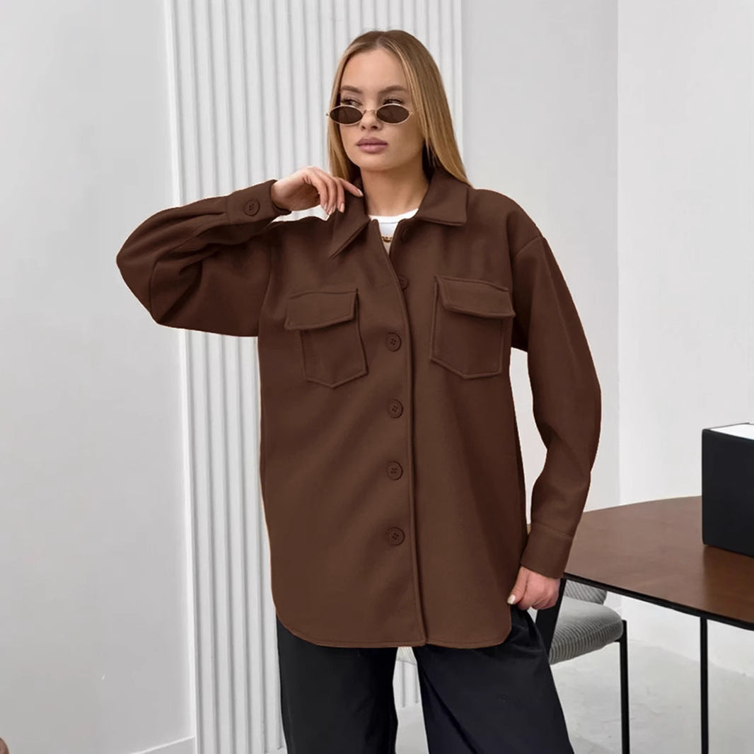 Dame Oversized Skjortblusjacka med praktiska fickor och modern skärning Mirla-Eva Jonsson