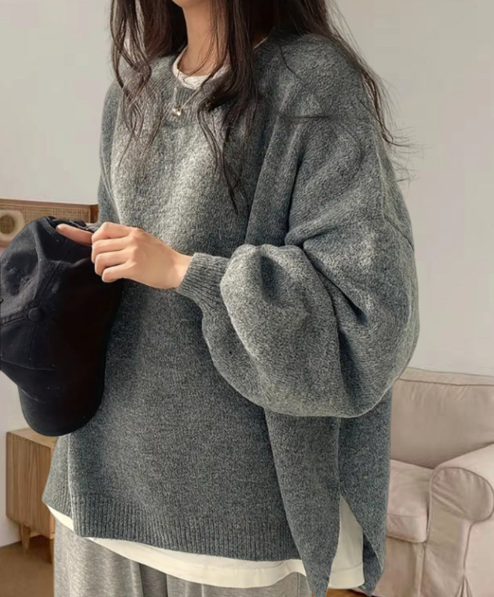 Dame Oversized Stickad tröja med eleganta puffärmar och modern design Mirla-Eva Jonsson