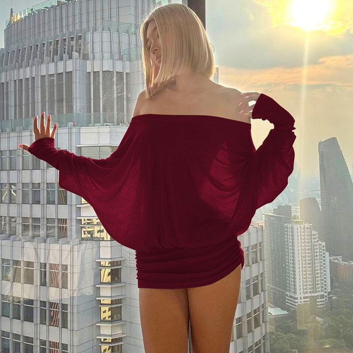 Dame Oversized Sticktop med vid halsringning och långa ärmar Mirla-Eva Jonsson