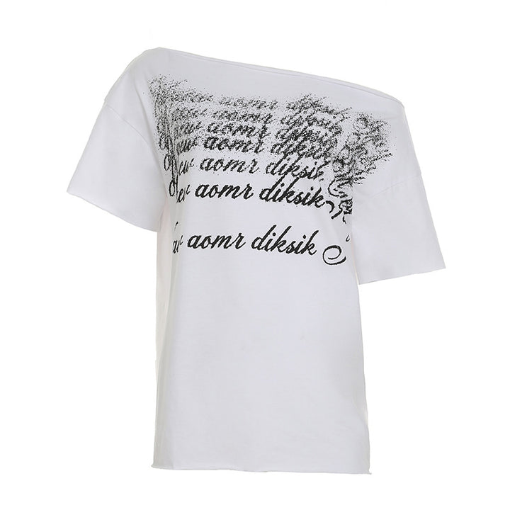 Dame Oversized T-Shirt med kristalldekoration och V-hals Mirla-Eva Jonsson