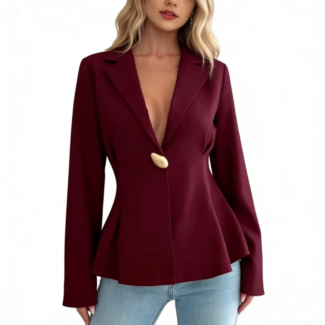 Dame Peplum-blazer med utmärkande knapppdetaljer Mirla-Eva Jonsson
