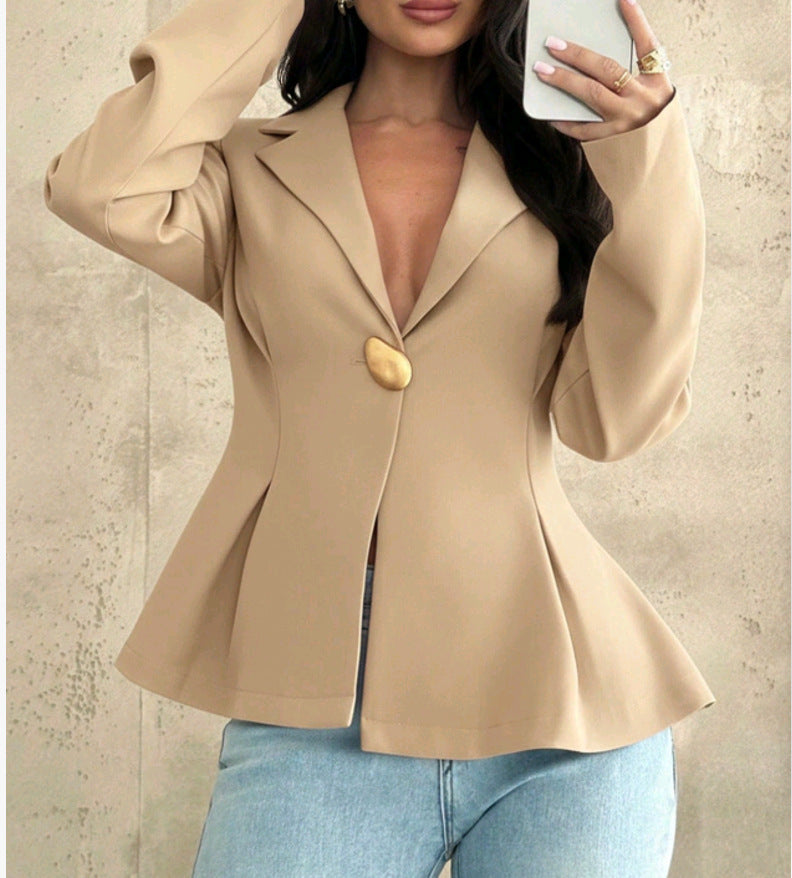 Dame Peplum-blazer med utmärkande knapppdetaljer Mirla-Eva Jonsson