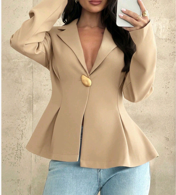Dame Peplum-blazer med utmärkande knapppdetaljer Mirla-Eva Jonsson