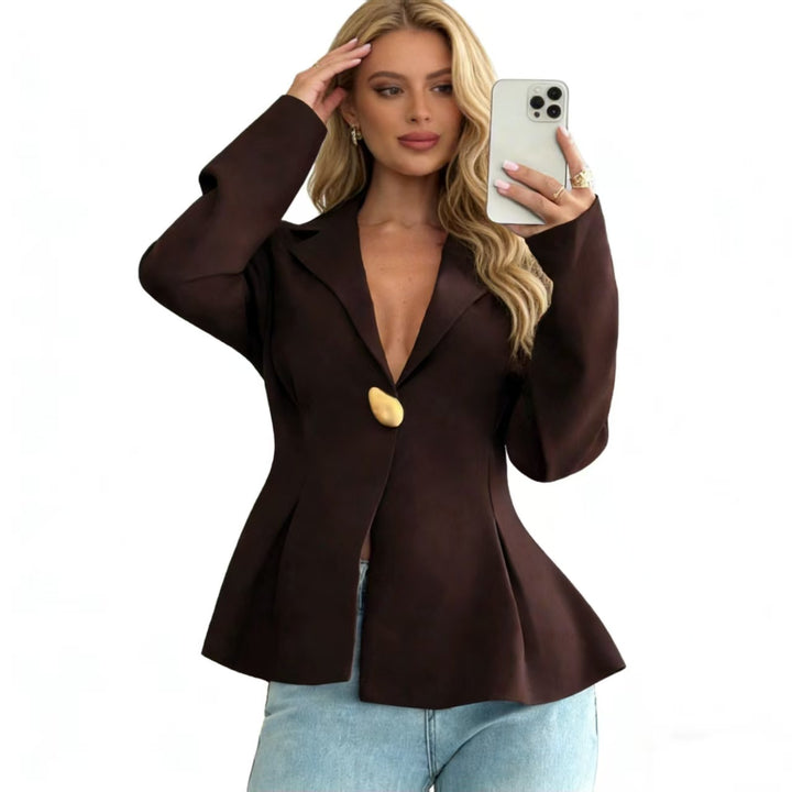 Dame Peplum-blazer med utmärkande knapppdetaljer Mirla-Eva Jonsson