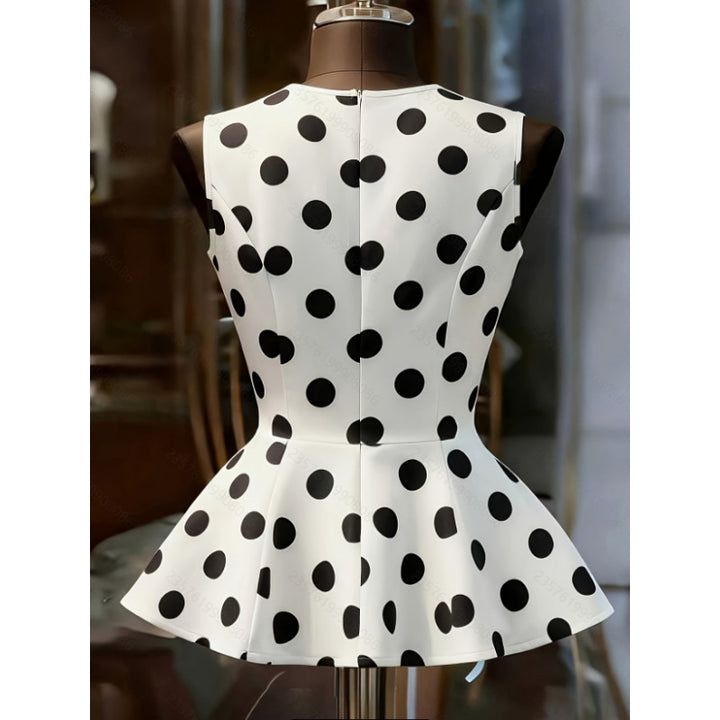 Dame Peplum-top med moderna prickar Mirla-Eva Jonsson