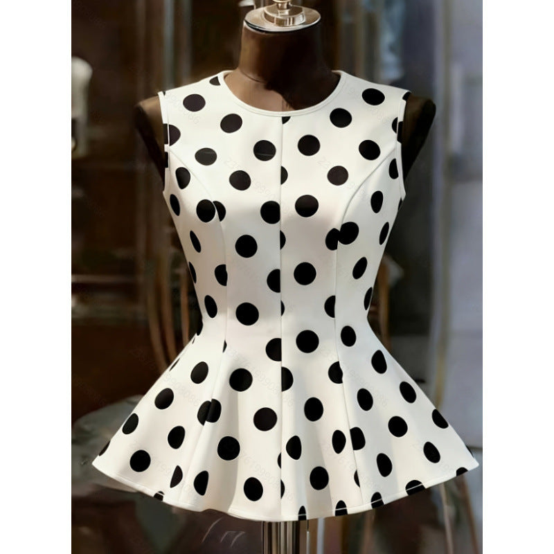 Dame Peplum-top med moderna prickar Mirla-Eva Jonsson