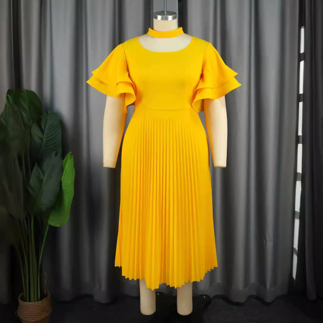 Dame Plissé Maxiklänning med Choker och voluminösa ärmar Mirla-Eva Jonsson