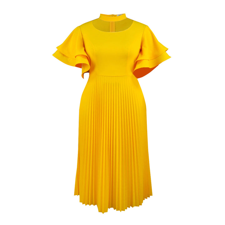 Dame Plissé Maxiklänning med Choker och voluminösa ärmar Mirla-Eva Jonsson