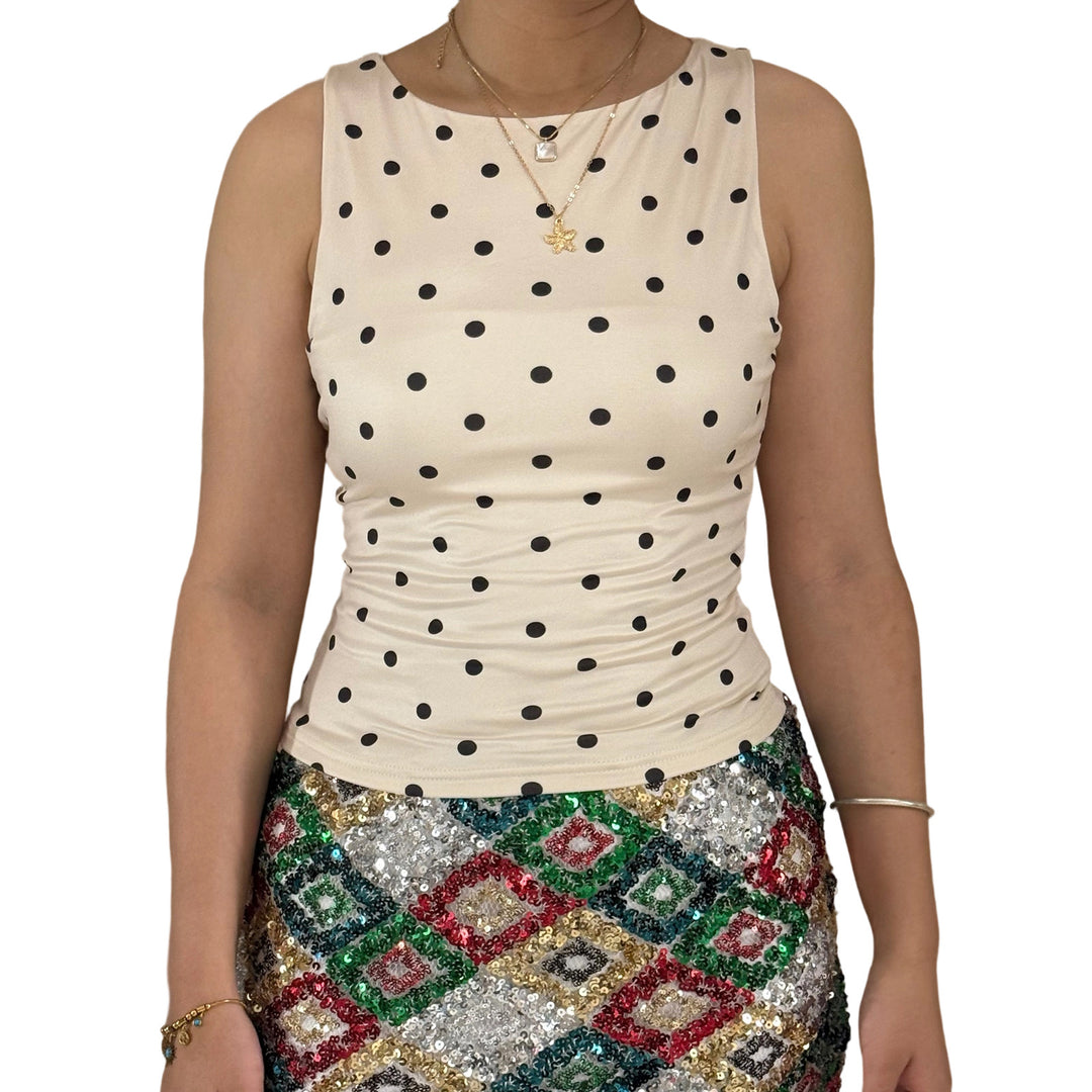 Dame Polka-Dots Tanktopp med figurnära skärning Mirla-Eva Jonsson