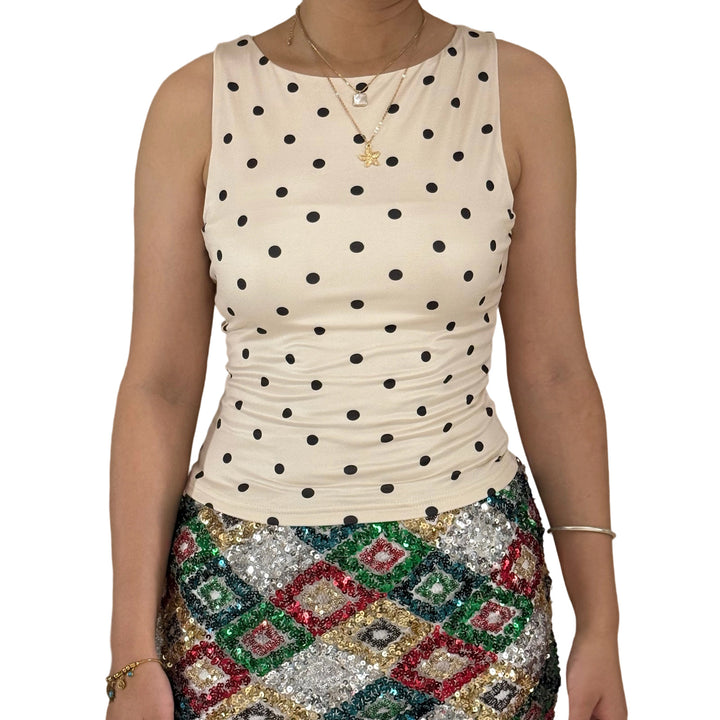 Dame Polka-Dots Tanktopp med figurnära skärning Mirla-Eva Jonsson