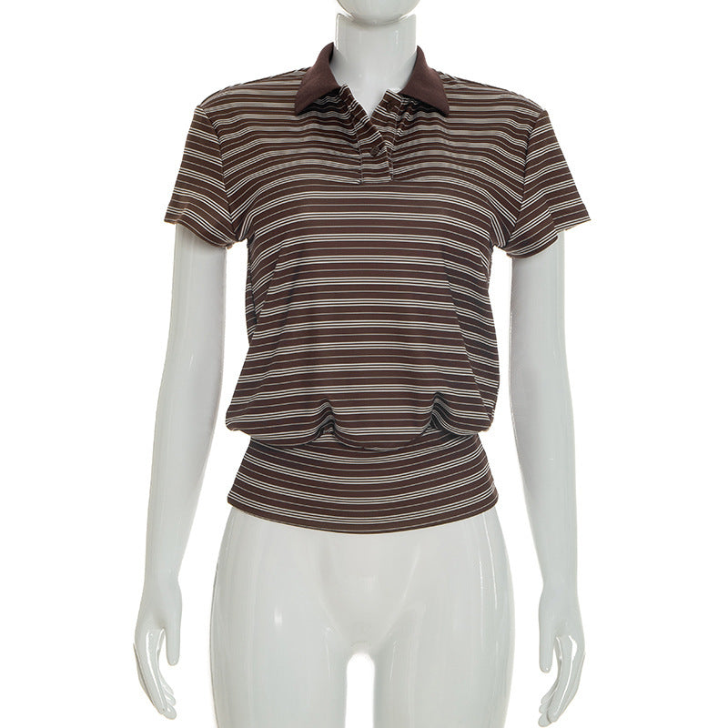 Dame Polo-Shirt med elegant längsrandsdesign och klassisk krage Mirla-Eva Jonsson