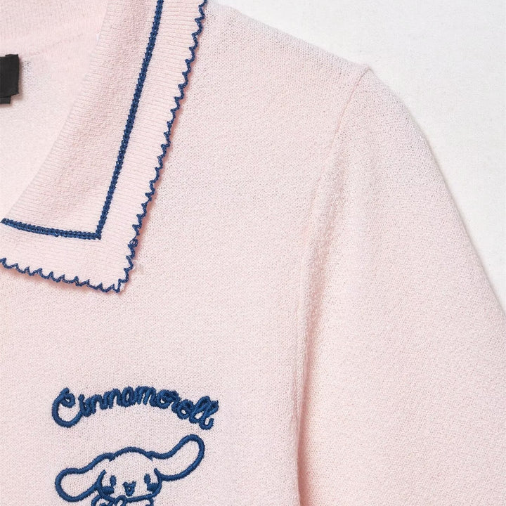 Dame Polo-Shirt med fin struktur och broderad motiv Mirla-Eva Jonsson