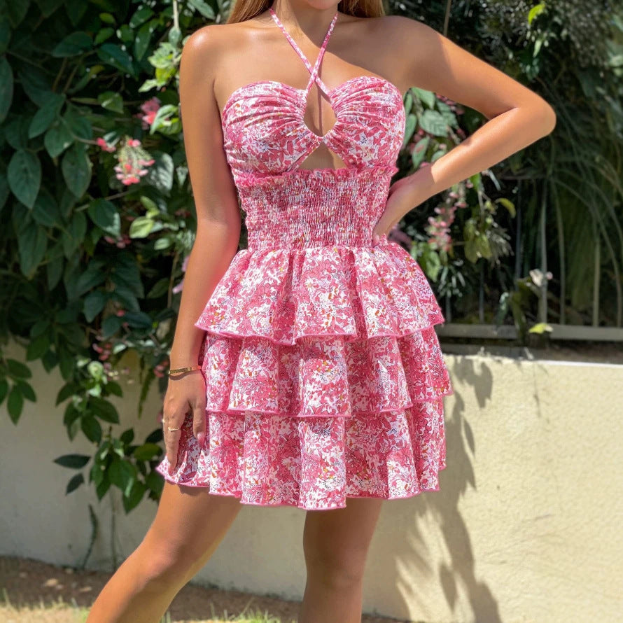 Dame Ruffle Dress med off-the-shoulder design och blommönster Mirla-Eva Jonsson