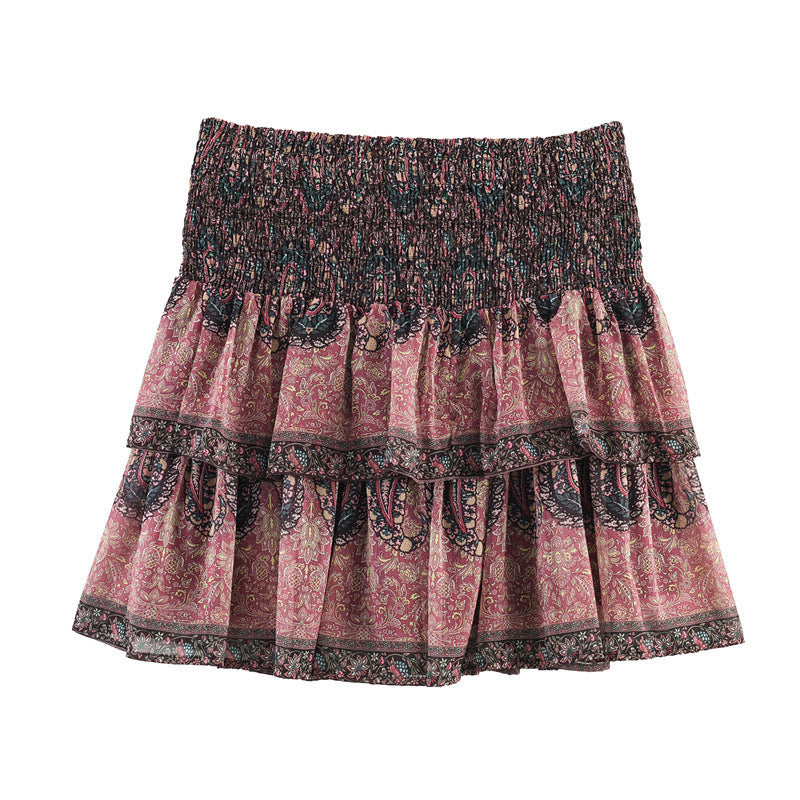 Dame Rynk Skirt med lekfullt blommönster och elastisk midja Mirla-Eva Jonsson