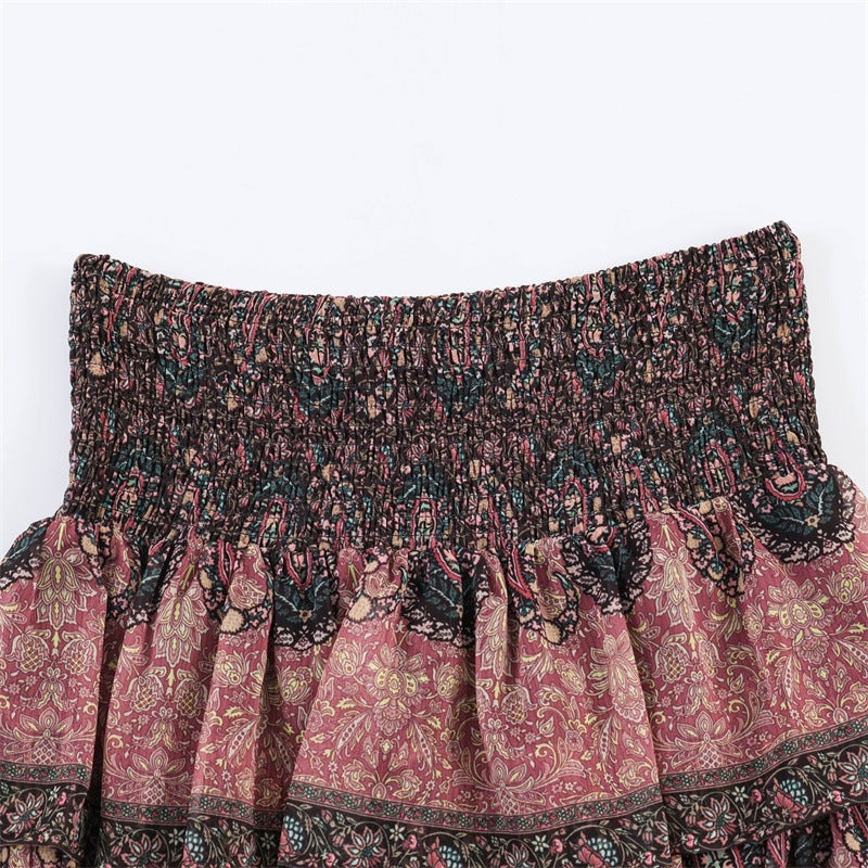Dame Rynk Skirt med lekfullt blommönster och elastisk midja Mirla-Eva Jonsson