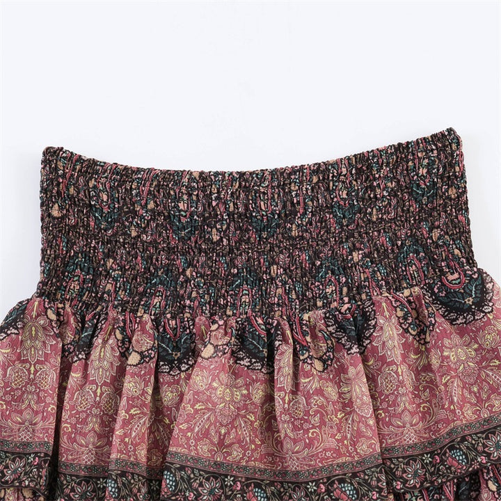 Dame Rynk Skirt med lekfullt blommönster och elastisk midja Mirla-Eva Jonsson