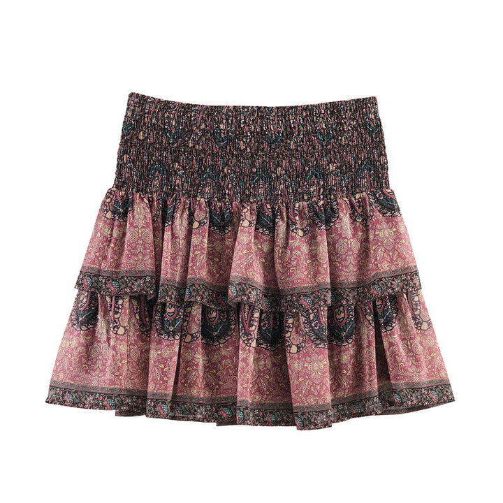Dame Rynk Skirt med lekfullt blommönster och elastisk midja Mirla-Eva Jonsson