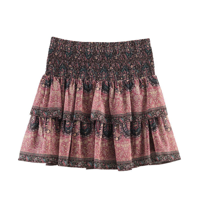 Dame Rynk Skirt med lekfullt blommönster och elastisk midja Mirla-Eva Jonsson