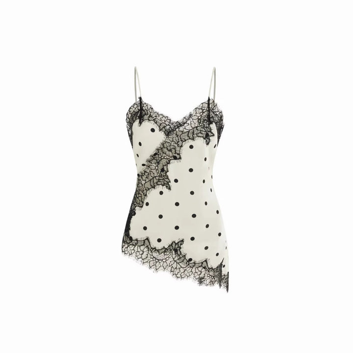 Dame Satin Top med elegant spets och spaghettiband Mirla-Eva Jonsson