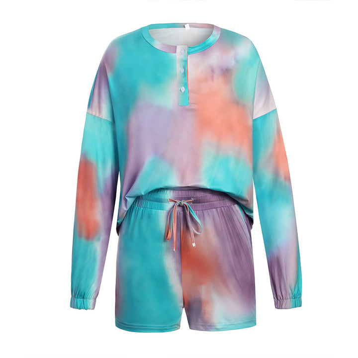 Dame Set med avslappnad överdel och shorts i modern tie-dye-design Eva Jonsson-Eva Jonsson