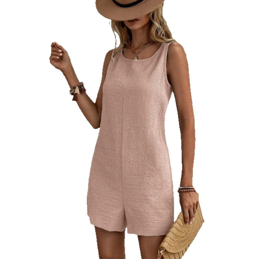 Dame Shorts-Jumpsuit med elegant V-hals och strukturerad tyg Mirla-Eva Jonsson
