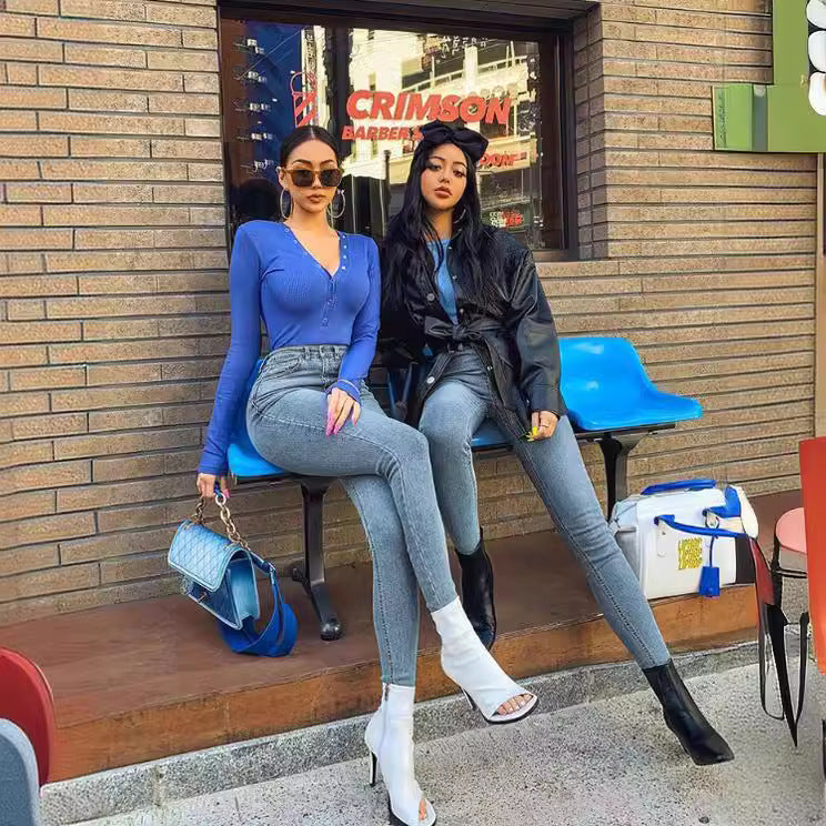 Dame Skinny Jeans med hög midja och formande effekt Mirla-Eva Jonsson