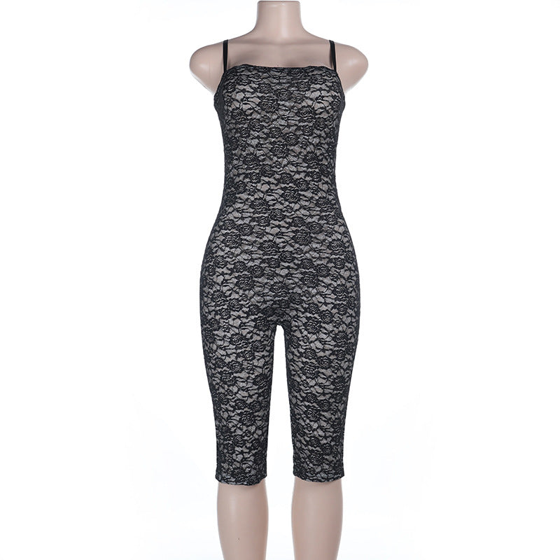 Dame Spets Jumpsuit med figurnära snitt och justerbara axelremmar Mirla-Eva Jonsson