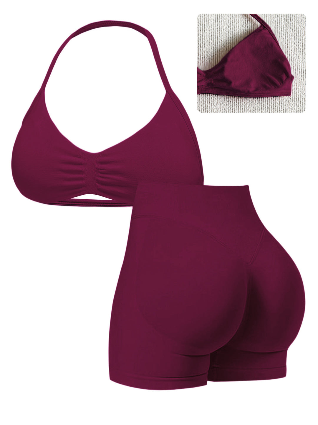 Dame Sport-Bikini-Överdel med högskuren shorts och sömlös design Mirla-Eva Jonsson