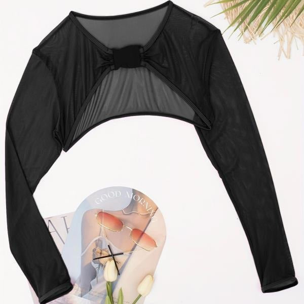 Dame Sportig Cropped Långärmad Topp med snyggt spänne Mirla-Eva Jonsson