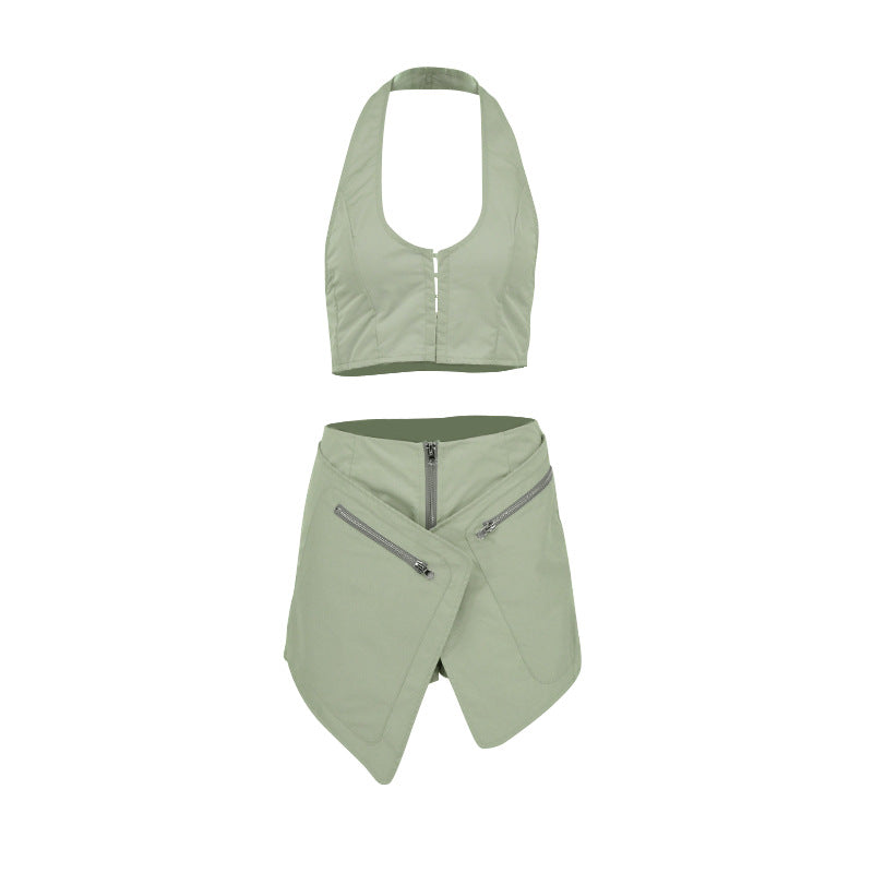 Dame Sportig Set med modernt Crop-Top och asymmetrisk kjol Mirla-Eva Jonsson