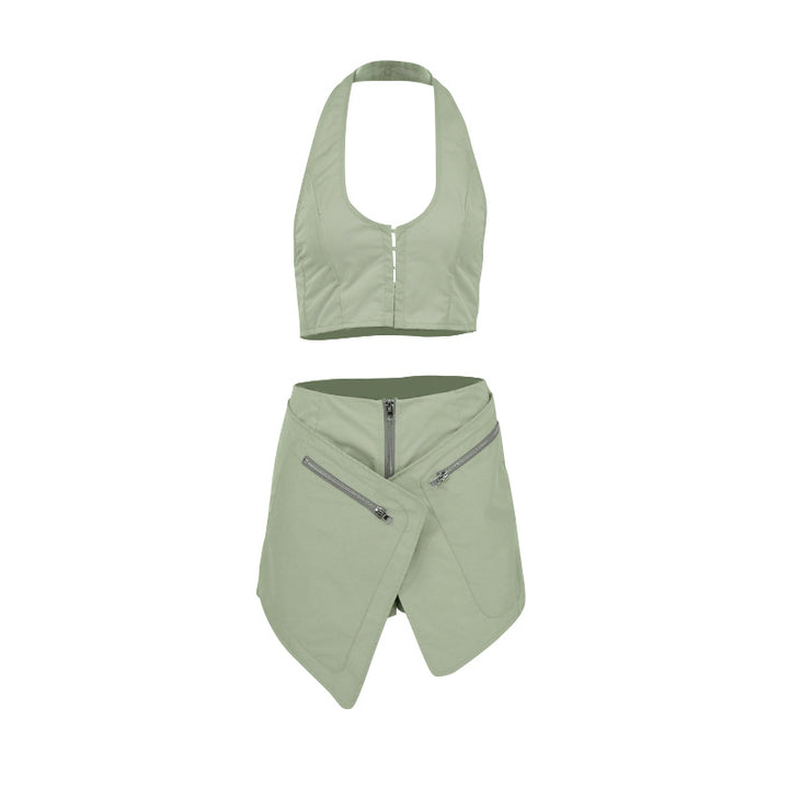 Dame Sportig Set med modernt Crop-Top och asymmetrisk kjol Mirla-Eva Jonsson